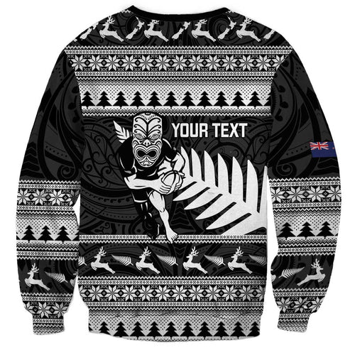 New Zealand Christmas Rugby Personalised Sweatshirt Meri Kirihimete All Black Maori - Aussie Hoodie