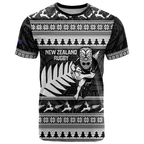 New Zealand Christmas Rugby Personalised T Shirt Meri Kirihimete All Black Maori - Aussie Hoodie