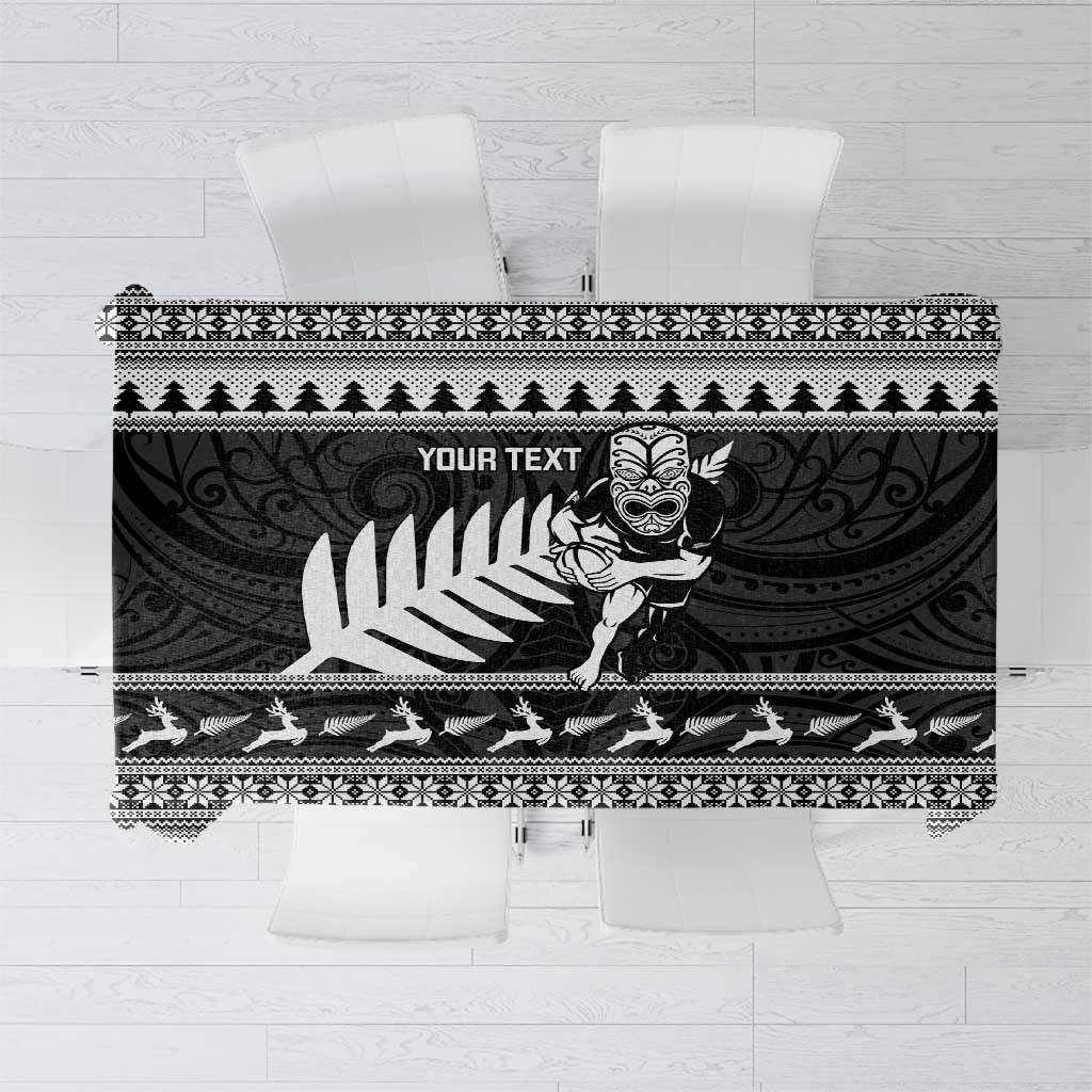 New Zealand Christmas Rugby Personalised Tablecloth Meri Kirihimete All Black Maori - Aussie Hoodie