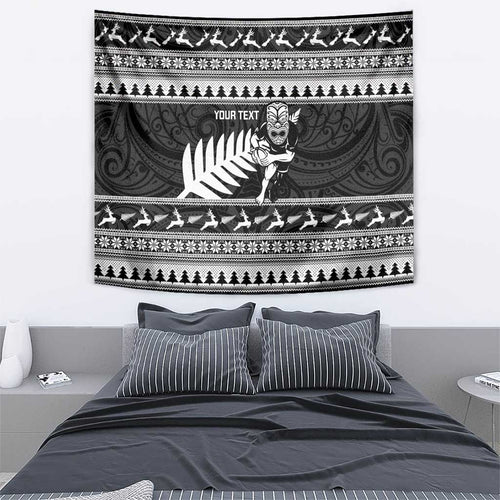 New Zealand Christmas Rugby Personalised Tapestry Meri Kirihimete All Black Maori - Aussie Hoodie