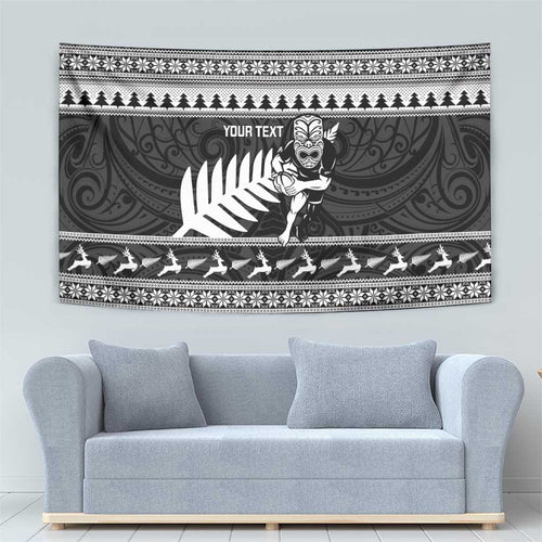 New Zealand Christmas Rugby Personalised Tapestry Meri Kirihimete All Black Maori - Aussie Hoodie