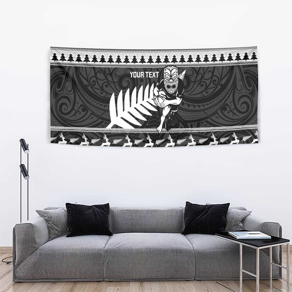 New Zealand Christmas Rugby Personalised Tapestry Meri Kirihimete All Black Maori - Aussie Hoodie