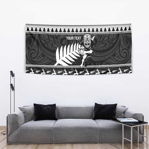 New Zealand Christmas Rugby Personalised Tapestry Meri Kirihimete All Black Maori - Aussie Hoodie