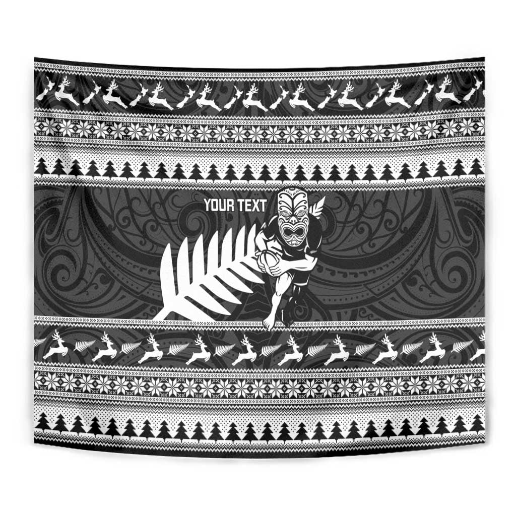 New Zealand Christmas Rugby Personalised Tapestry Meri Kirihimete All Black Maori - Aussie Hoodie