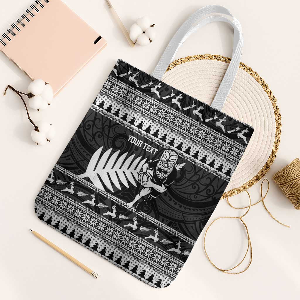 New Zealand Christmas Rugby Personalised Tote Bag Meri Kirihimete All Black Maori - Aussie Hoodie