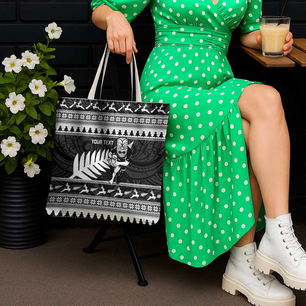 New Zealand Christmas Rugby Personalised Tote Bag Meri Kirihimete All Black Maori - Aussie Hoodie