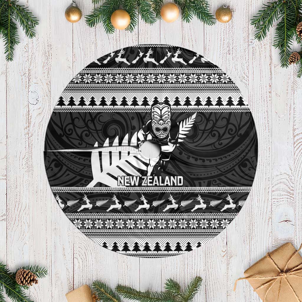New Zealand Christmas Rugby Tree Skirt Meri Kirihimete All Black Maori - Aussie Hoodie