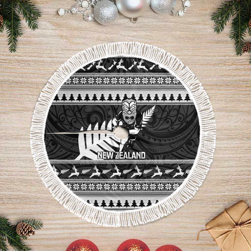 New Zealand Christmas Rugby Tree Skirt Meri Kirihimete All Black Maori - Aussie Hoodie