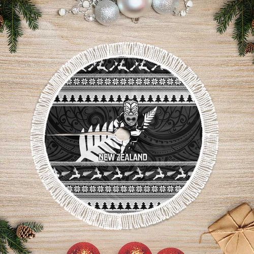 New Zealand Christmas Rugby Tree Skirt Meri Kirihimete All Black Maori - Aussie Hoodie