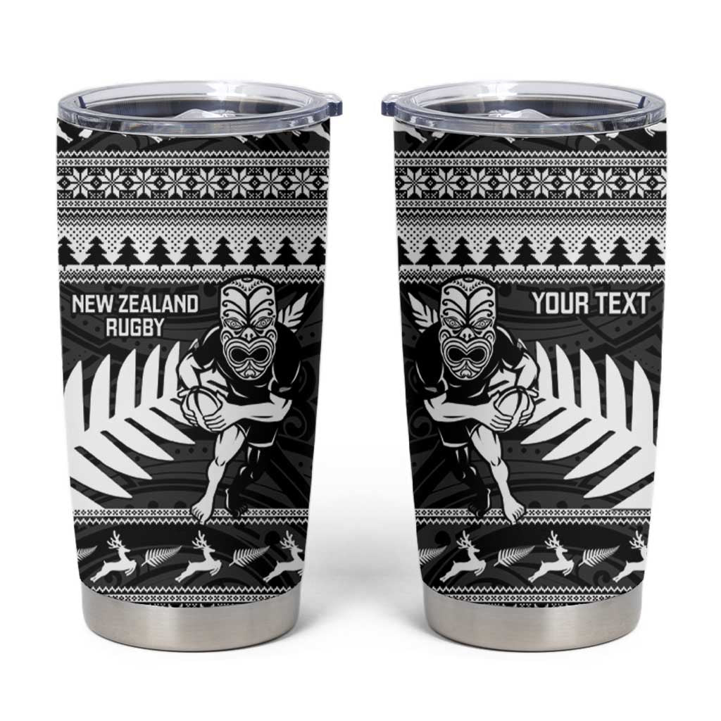 New Zealand Christmas Rugby Personalised Tumbler Cup Meri Kirihimete All Black Maori - Aussie Hoodie