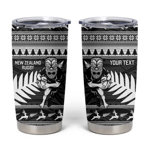 New Zealand Christmas Rugby Personalised Tumbler Cup Meri Kirihimete All Black Maori - Aussie Hoodie