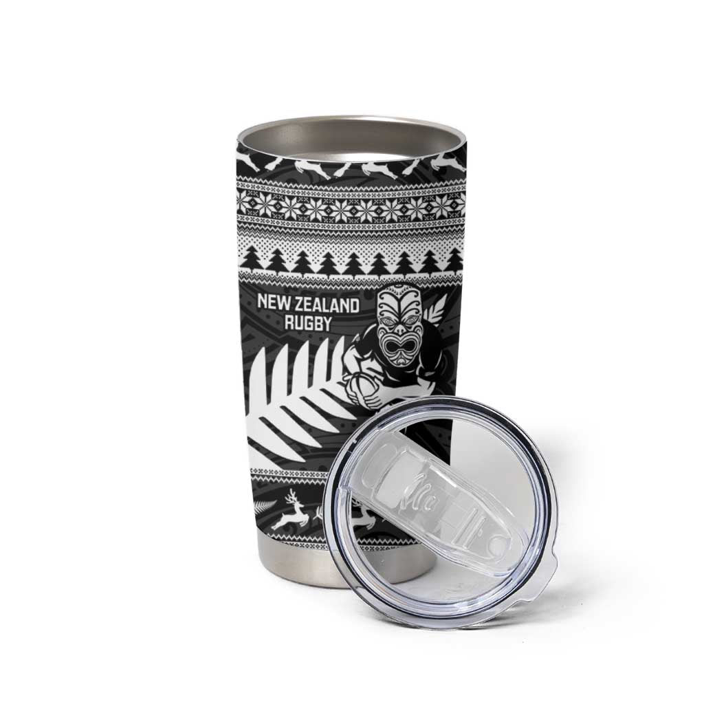 New Zealand Christmas Rugby Personalised Tumbler Cup Meri Kirihimete All Black Maori - Aussie Hoodie