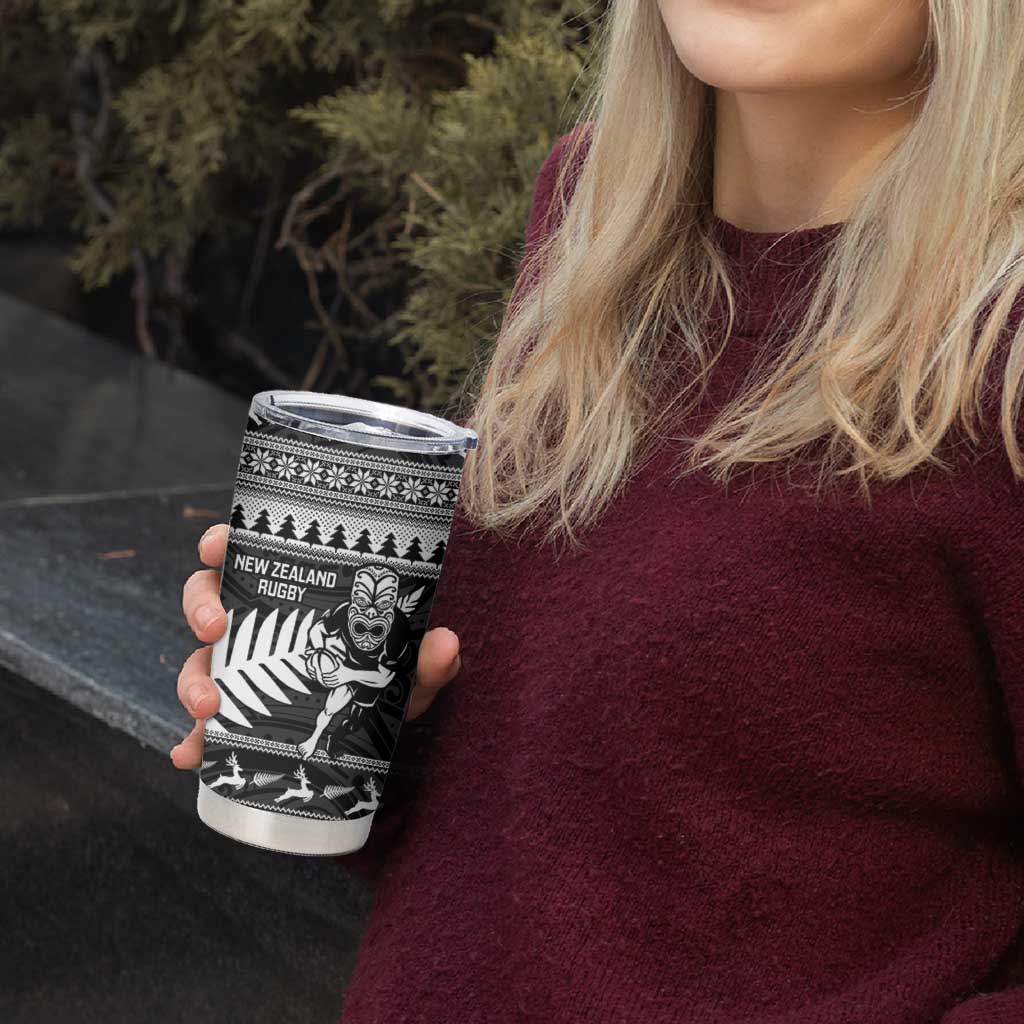 New Zealand Christmas Rugby Personalised Tumbler Cup Meri Kirihimete All Black Maori - Aussie Hoodie