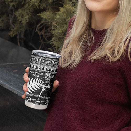 New Zealand Christmas Rugby Personalised Tumbler Cup Meri Kirihimete All Black Maori - Aussie Hoodie