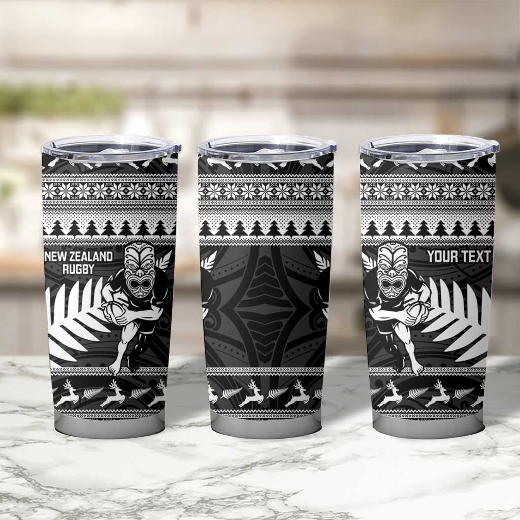 New Zealand Christmas Rugby Personalised Tumbler Cup Meri Kirihimete All Black Maori - Aussie Hoodie