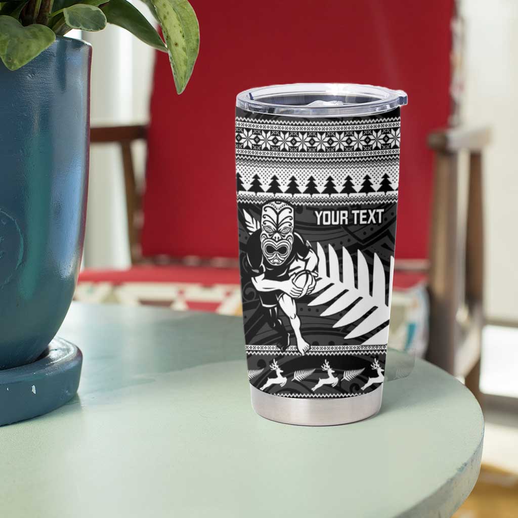 New Zealand Christmas Rugby Personalised Tumbler Cup Meri Kirihimete All Black Maori - Aussie Hoodie