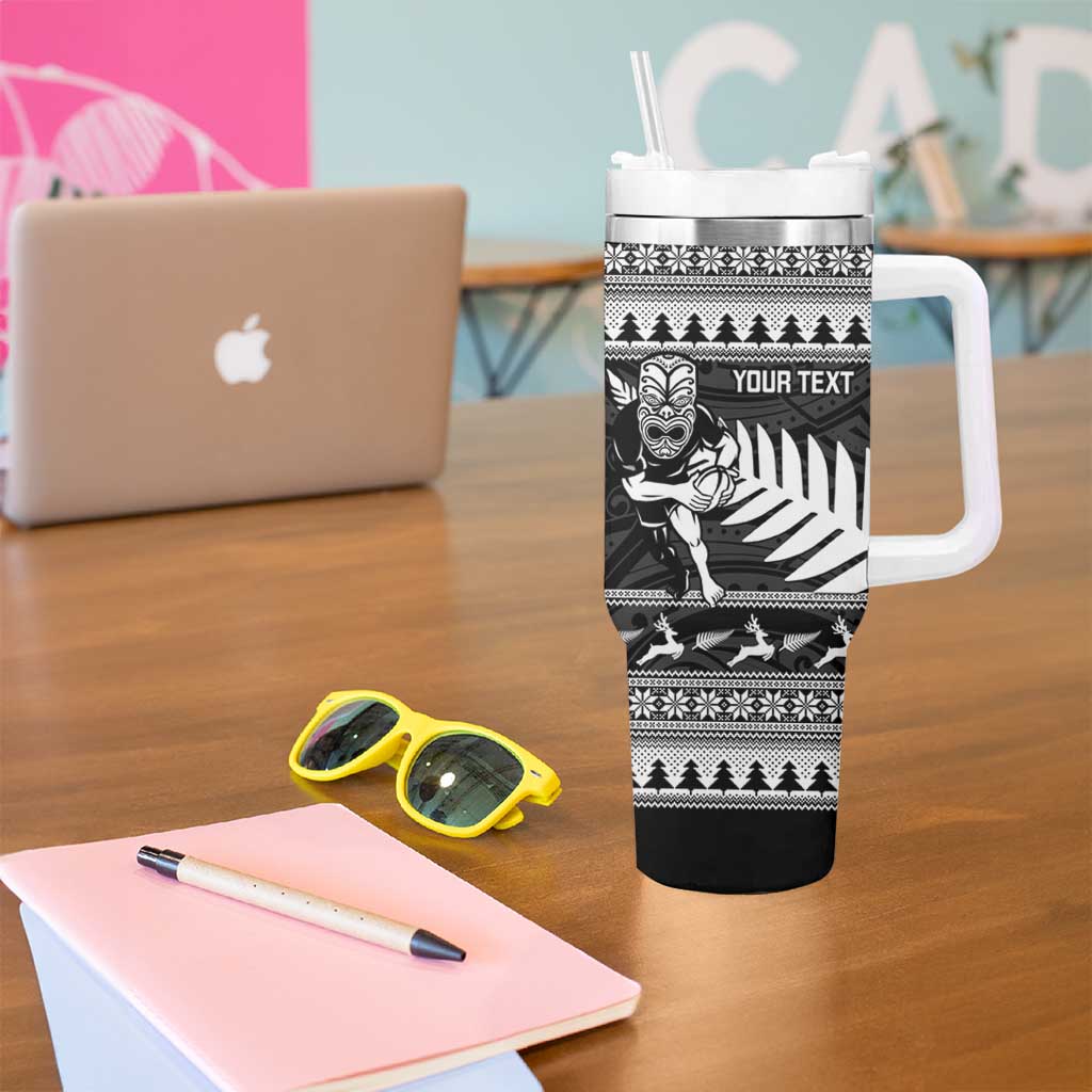New Zealand Christmas Rugby Personalised Tumbler With Handle Meri Kirihimete All Black Maori - Aussie Hoodie