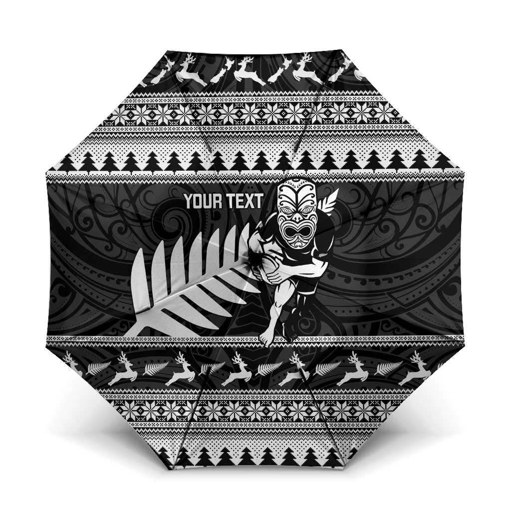 New Zealand Christmas Rugby Personalised Umbrella Meri Kirihimete All Black Maori - Aussie Hoodie