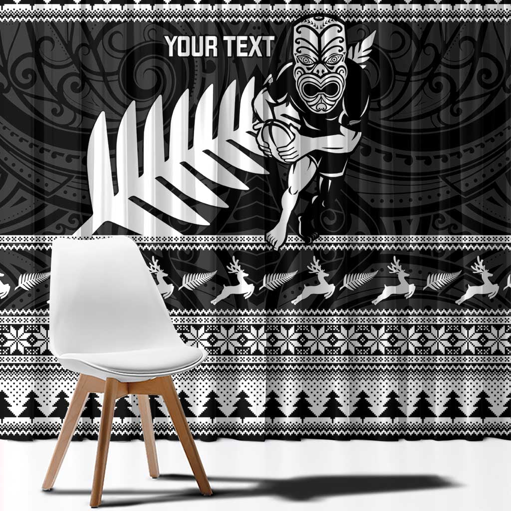 New Zealand Christmas Rugby Personalised Window Curtain Meri Kirihimete All Black Maori - Aussie Hoodie