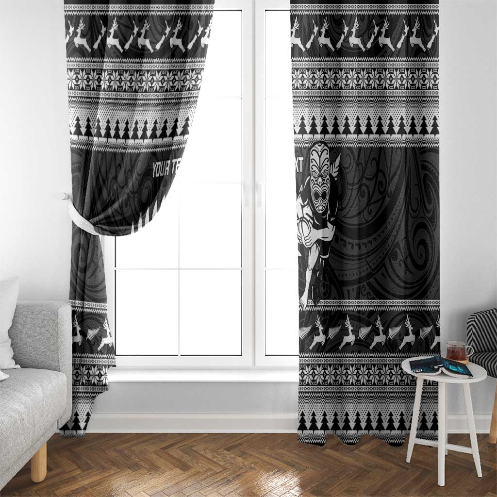 New Zealand Christmas Rugby Personalised Window Curtain Meri Kirihimete All Black Maori - Aussie Hoodie