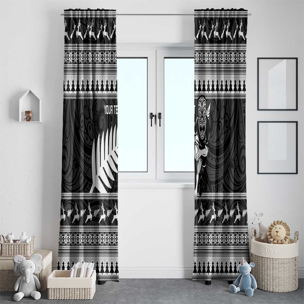 New Zealand Christmas Rugby Personalised Window Curtain Meri Kirihimete All Black Maori - Aussie Hoodie