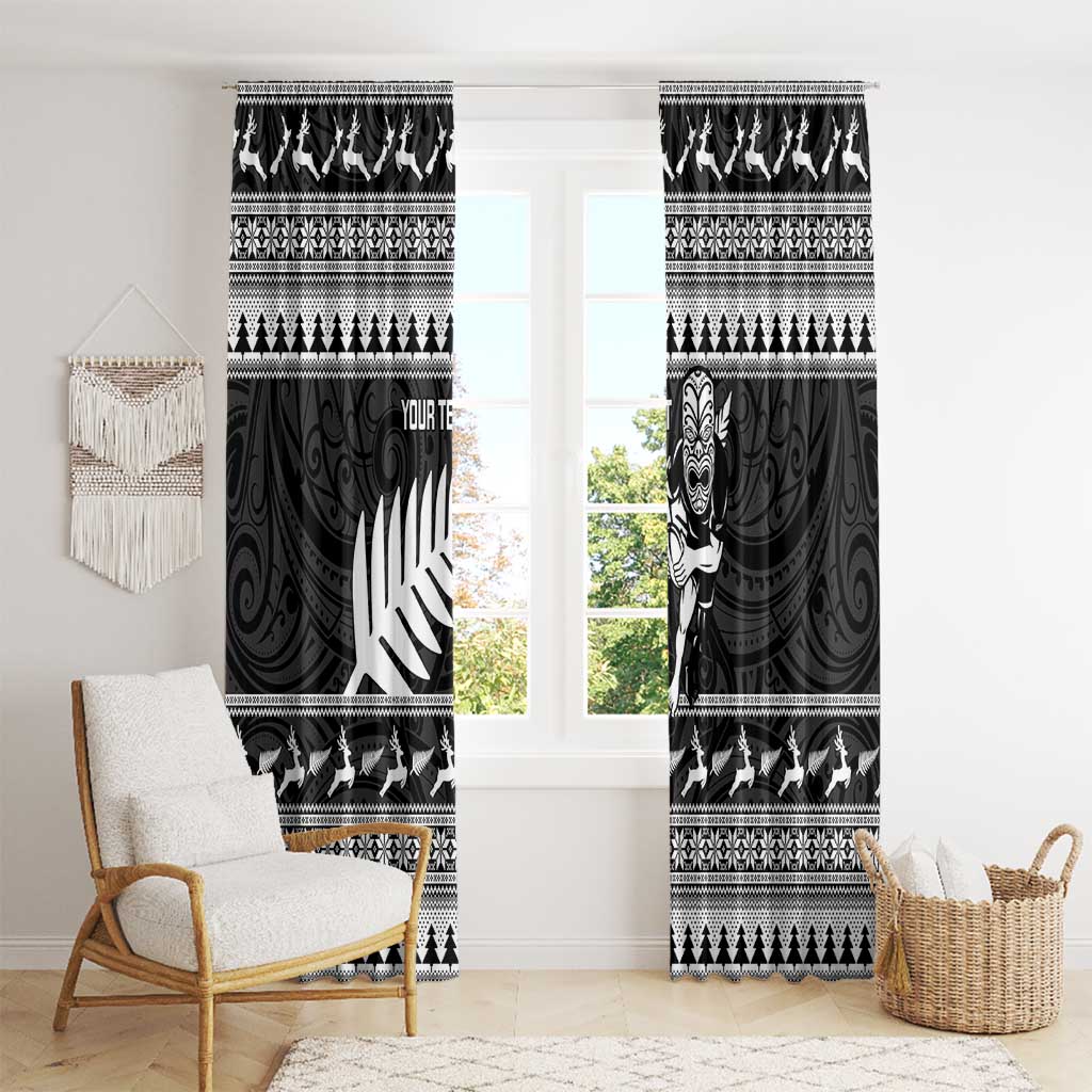 New Zealand Christmas Rugby Personalised Window Curtain Meri Kirihimete All Black Maori - Aussie Hoodie