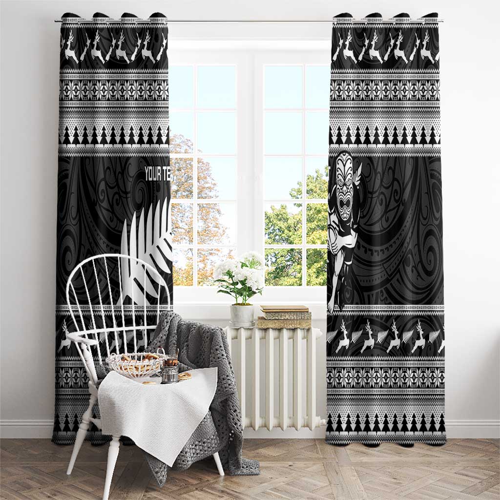 New Zealand Christmas Rugby Personalised Window Curtain Meri Kirihimete All Black Maori - Aussie Hoodie