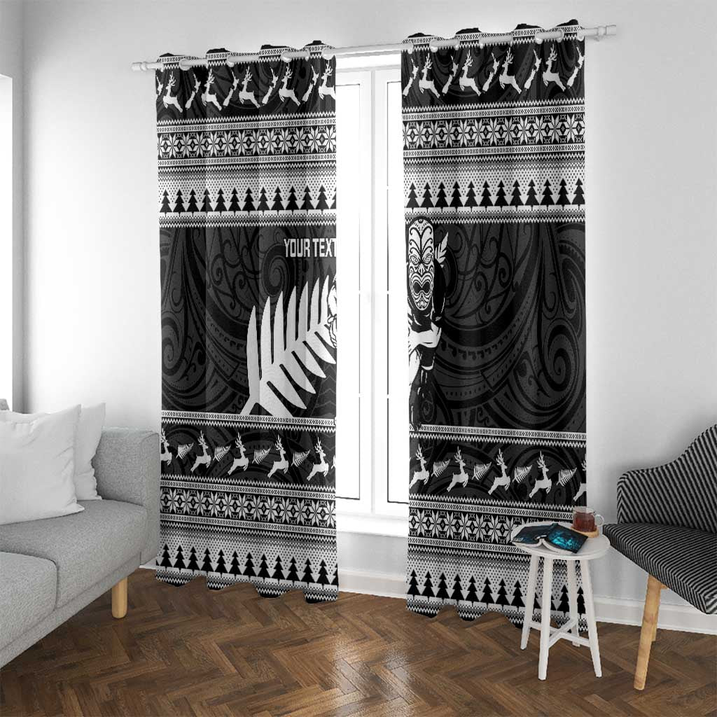 New Zealand Christmas Rugby Personalised Window Curtain Meri Kirihimete All Black Maori - Aussie Hoodie