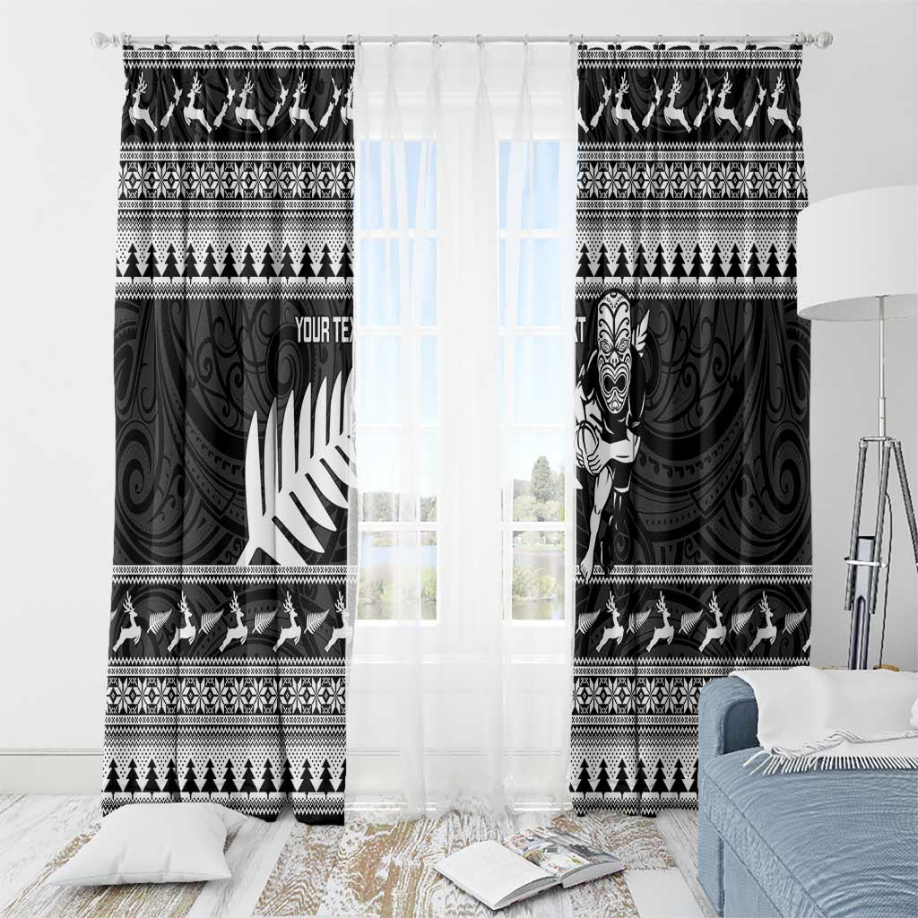 New Zealand Christmas Rugby Personalised Window Curtain Meri Kirihimete All Black Maori - Aussie Hoodie