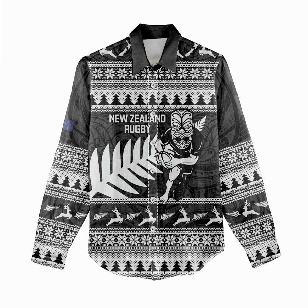 New Zealand Christmas Rugby Personalised Women Casual Shirt Meri Kirihimete All Black Maori - Aussie Hoodie
