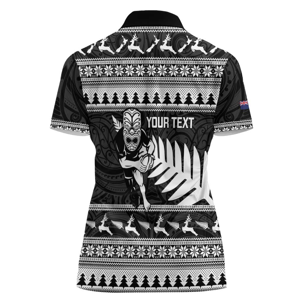 New Zealand Christmas Rugby Personalised Women Polo Shirt Meri Kirihimete All Black Maori - Aussie Hoodie