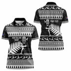 New Zealand Christmas Rugby Personalised Women Polo Shirt Meri Kirihimete All Black Maori - Aussie Hoodie