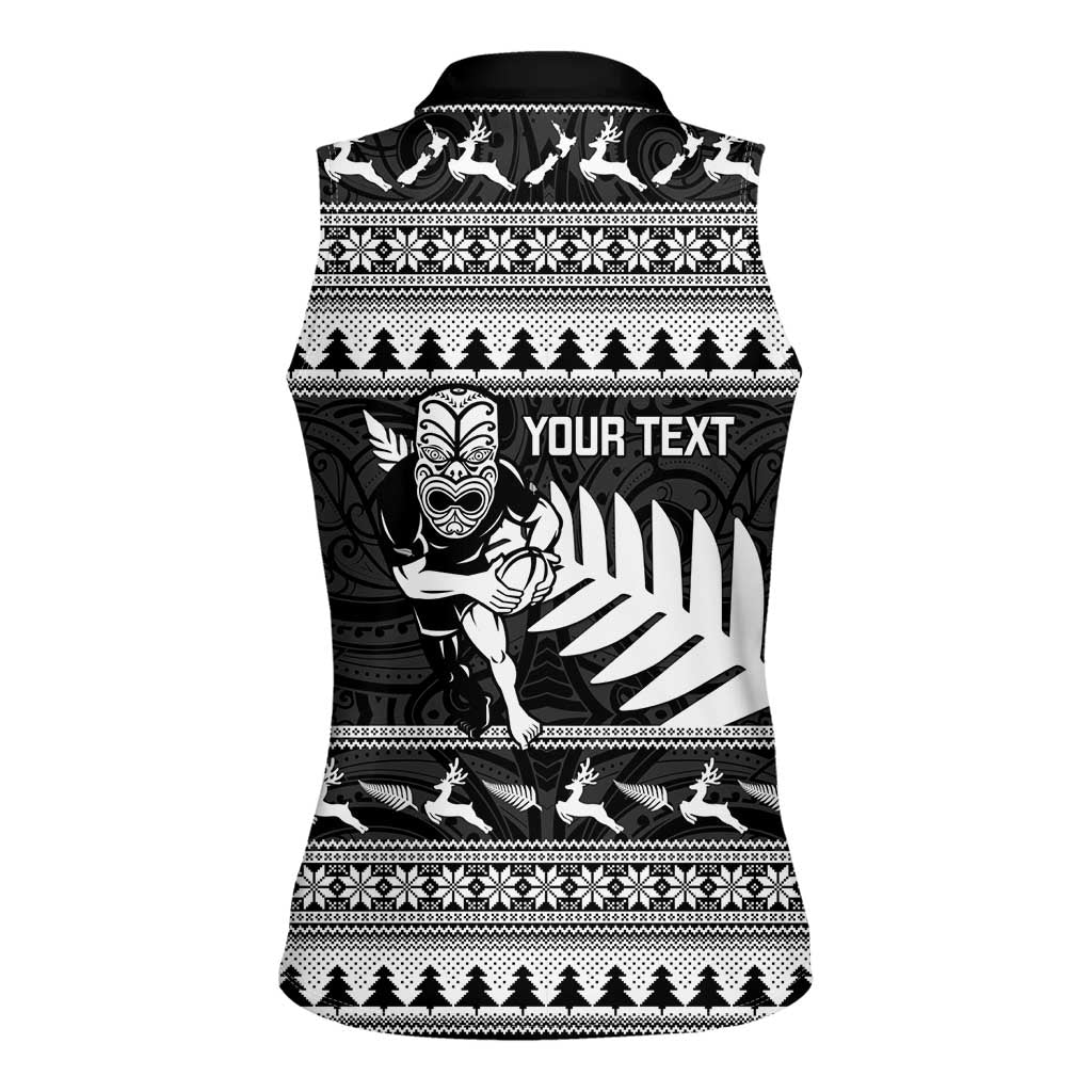 New Zealand Christmas Rugby Personalised Women Sleeveless Polo Shirt Meri Kirihimete All Black Maori - Aussie Hoodie