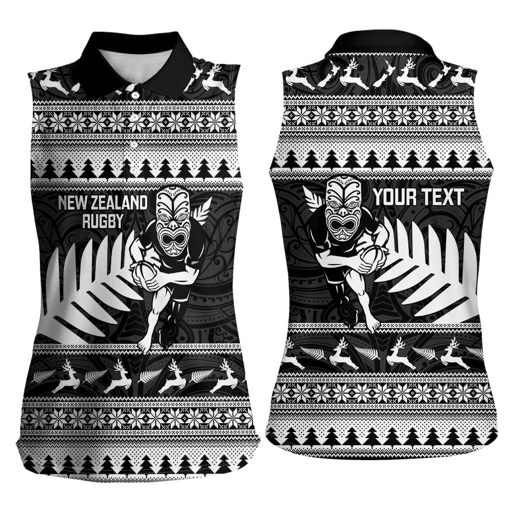 New Zealand Christmas Rugby Personalised Women Sleeveless Polo Shirt Meri Kirihimete All Black Maori - Aussie Hoodie