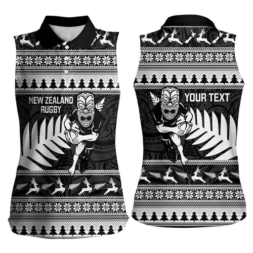 New Zealand Christmas Rugby Personalised Women Sleeveless Polo Shirt Meri Kirihimete All Black Maori - Aussie Hoodie