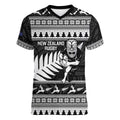New Zealand Christmas Rugby Personalised Women V-Neck T-Shirt Meri Kirihimete All Black Maori - Aussie Hoodie