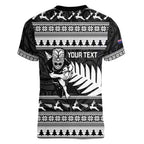 New Zealand Christmas Rugby Personalised Women V-Neck T-Shirt Meri Kirihimete All Black Maori - Aussie Hoodie