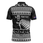 New Zealand Christmas Rugby Personalised Zipper Polo Shirt Meri Kirihimete All Black Maori - Aussie Hoodie
