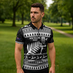 New Zealand Christmas Rugby Personalised Zipper Polo Shirt Meri Kirihimete All Black Maori - Aussie Hoodie