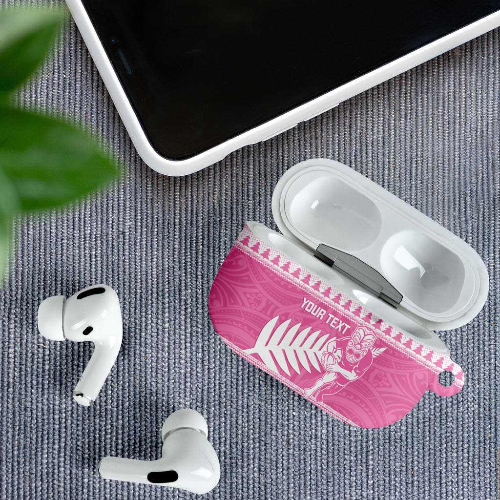 New Zealand Christmas Rugby Personalised AirPods Case Meri Kirihimete All Black Maori Pink Version - Aussie Hoodie