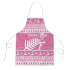 New Zealand Christmas Rugby Personalised Apron Meri Kirihimete All Black Maori Pink Version - Aussie Hoodie