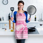 New Zealand Christmas Rugby Personalised Apron Meri Kirihimete All Black Maori Pink Version - Aussie Hoodie