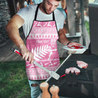 New Zealand Christmas Rugby Personalised Apron Meri Kirihimete All Black Maori Pink Version - Aussie Hoodie