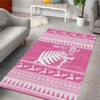 New Zealand Christmas Rugby Personalised Area Rug Meri Kirihimete All Black Maori Pink Version - Aussie Hoodie