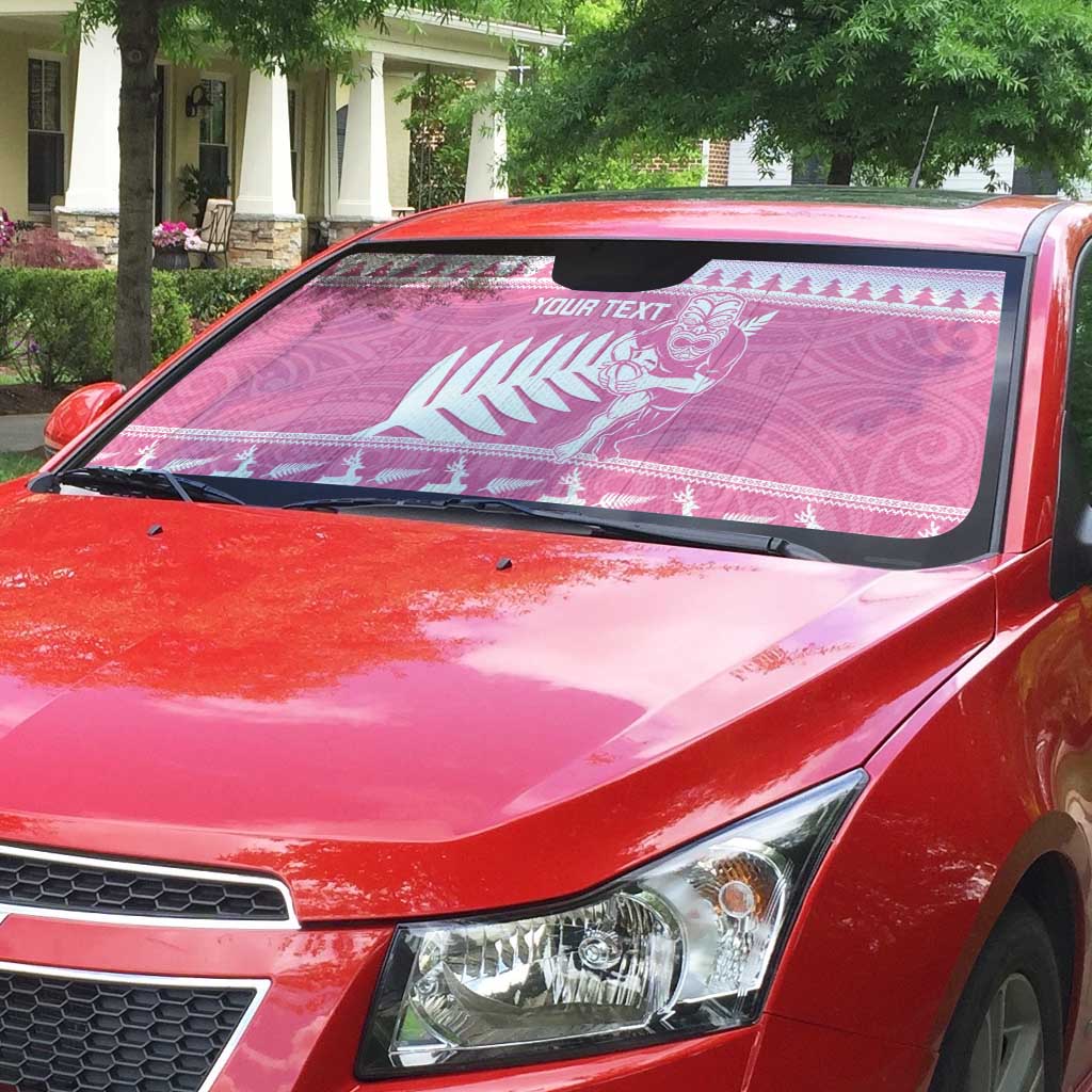 New Zealand Christmas Rugby Personalised Auto Sun Shade Meri Kirihimete All Black Maori Pink Version - Aussie Hoodie