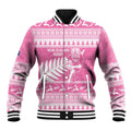 New Zealand Christmas Rugby Personalised Baseball Jacket Meri Kirihimete All Black Maori Pink Version - Aussie Hoodie