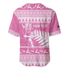 New Zealand Christmas Rugby Personalised Baseball Jersey Meri Kirihimete All Black Maori Pink Version - Aussie Hoodie
