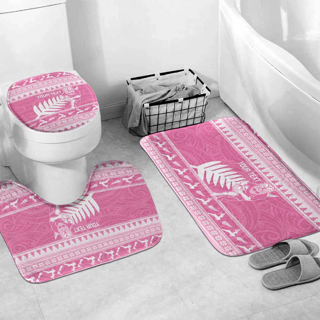 New Zealand Christmas Rugby Personalised Bathroom Set Meri Kirihimete All Black Maori Pink Version - Aussie Hoodie
