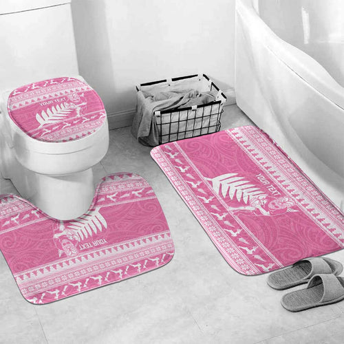 New Zealand Christmas Rugby Personalised Bathroom Set Meri Kirihimete All Black Maori Pink Version - Aussie Hoodie