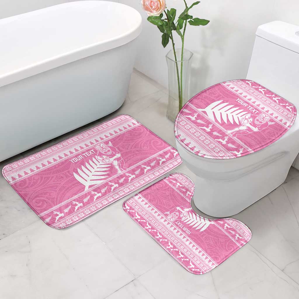 New Zealand Christmas Rugby Personalised Bathroom Set Meri Kirihimete All Black Maori Pink Version - Aussie Hoodie